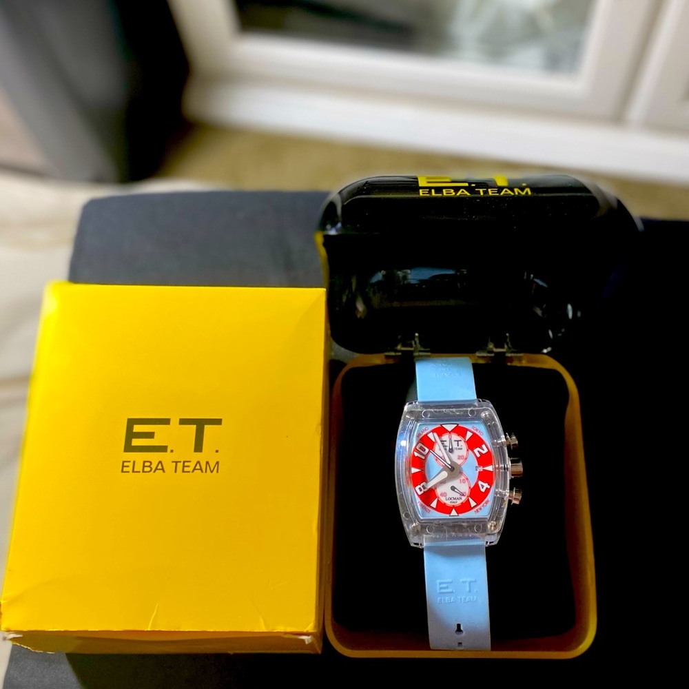 ♥️RARE ELBA TEAM CHRONOGRAPH WATCH SKY BLUE CELESTE REF. 370 .✅♥️